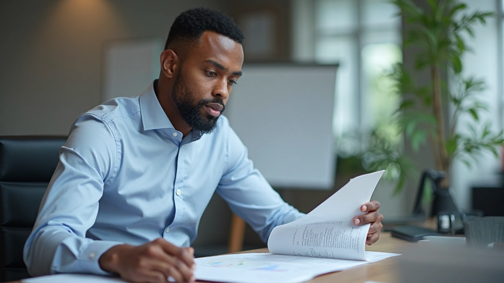 Risk assessment matrix and contingency planning documents on desk with calculator