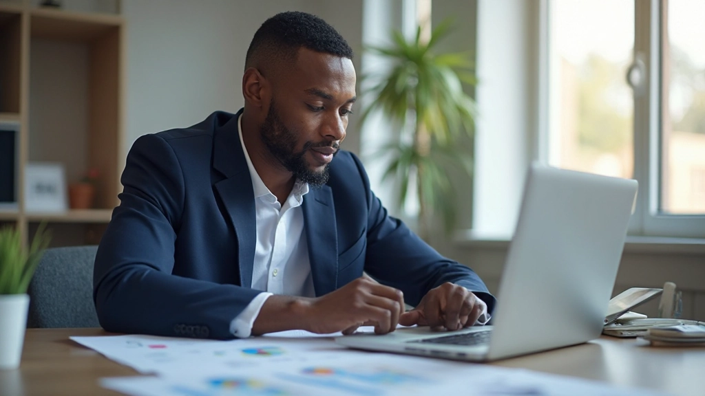 Professional project manager analyzing timeline and deliverables at desk with Gantt chart visible