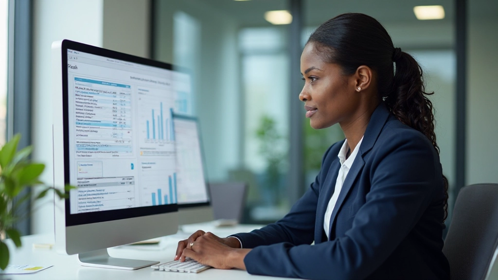 Professional financial analyst reviewing budget charts and cost reports in modern office environment